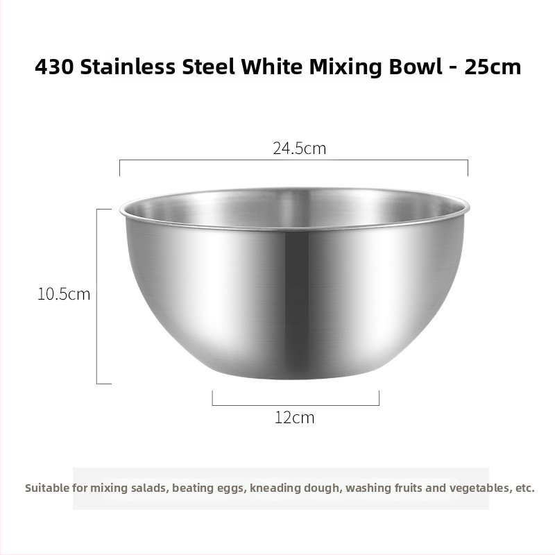 Nerūdijančio plieno baseinas su integruota skale, skirtas daržovėms plauti ir tešlai minkyti — apvalus virtuvės dubuo
