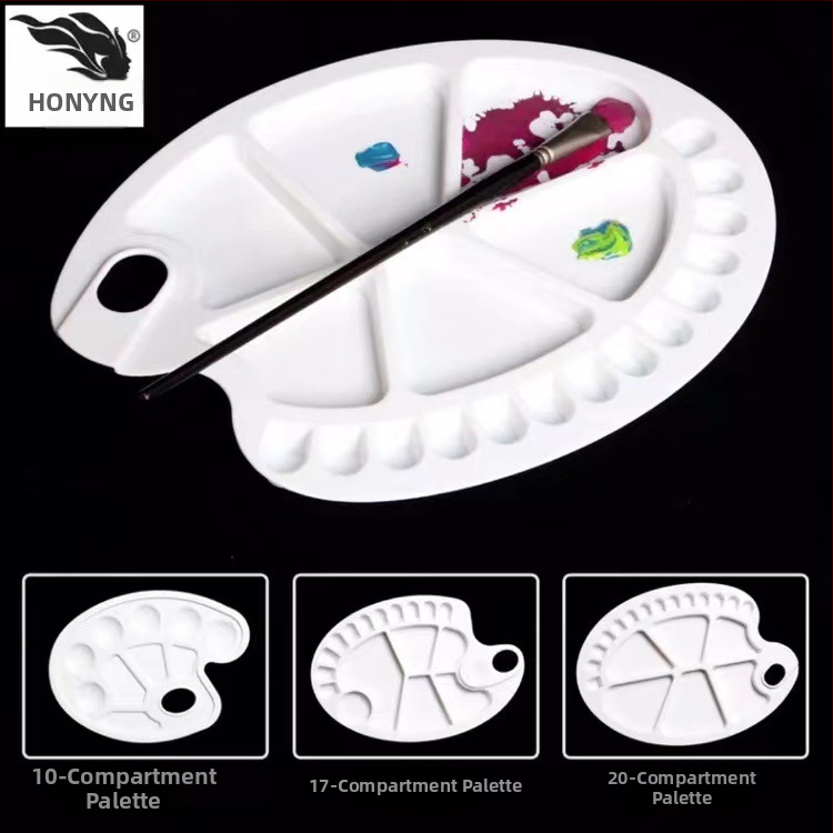 Xueshan Snow Mountain Daugiafunkcinė paletė su 10 skylėmis HB-710, ovalo formos plastikinė tapybos priemonė