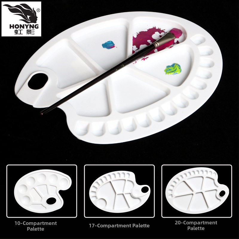 Xueshan Snow Mountain Daudzfunkcionāla palete ar 10 caurumiem HB-710, ovālas formas plastmasas palete gleznošanai