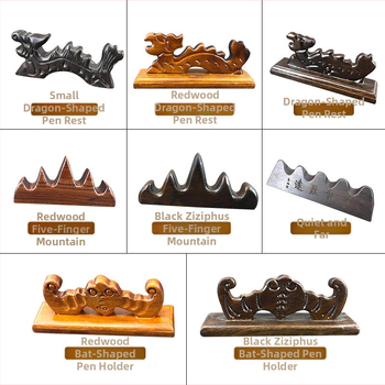 Rašiklio laikiklis kalnų stiliuje – penkių pirštų dizainas, mediena: mahagoni ir katalpa, Weizhuang, modelis Mahogany Pen Mountain