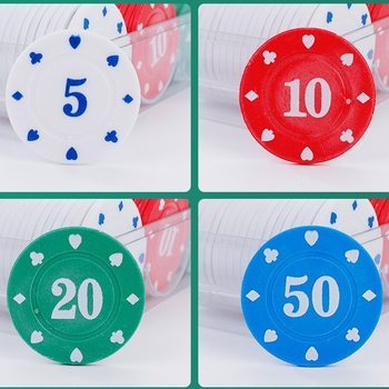 Žetonų rinkinys Mahjongui ir kortų žaidimams, Texas Hold'em – 38 mm, PP medžiaga, dvipusiai storinti žetonai, atsparūs dilimui, pilnas rinkinys