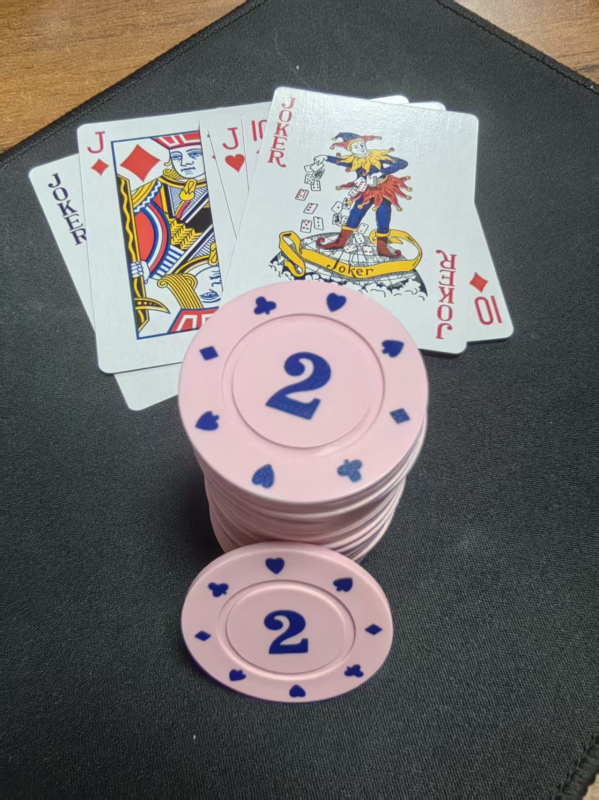 Žetonų rinkinys Mahjongui ir kortų žaidimams, Texas Hold'em – 38 mm, PP medžiaga, dvipusiai storinti žetonai, atsparūs dilimui, pilnas rinkinys