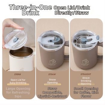 KEBI 304 nerūdijančio plieno dviejų sienų izoliacinis vandens puodelis su PP dangteliu