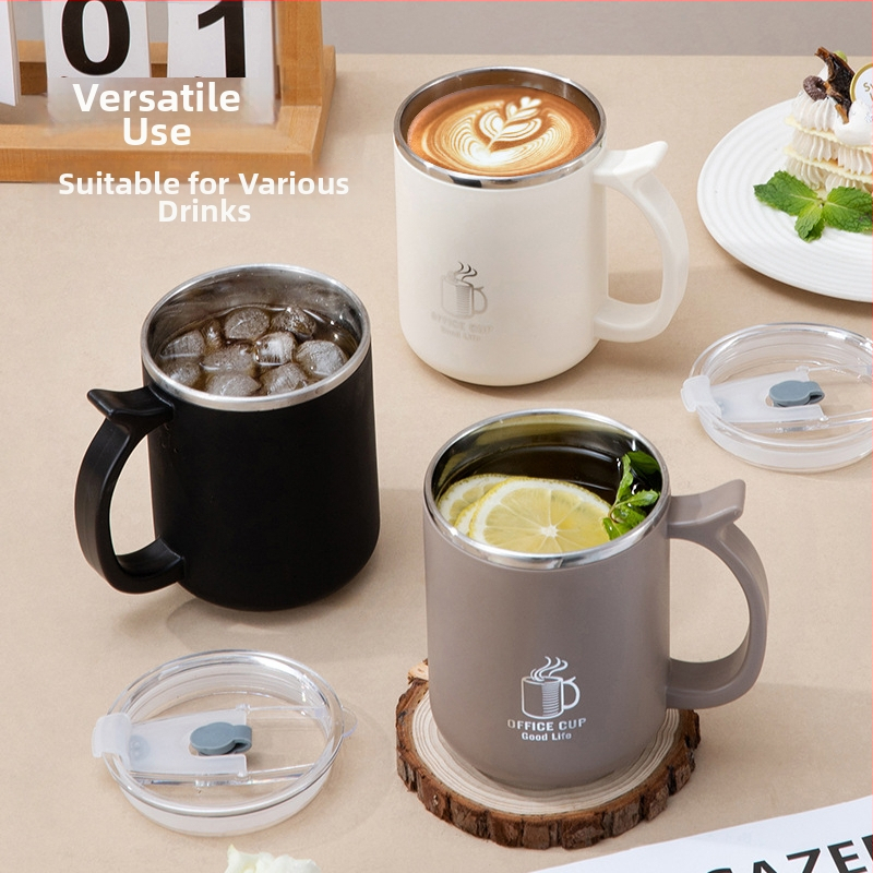 KEBI 304 nerūdijančio plieno dviejų sienų izoliacinis vandens puodelis su PP dangteliu