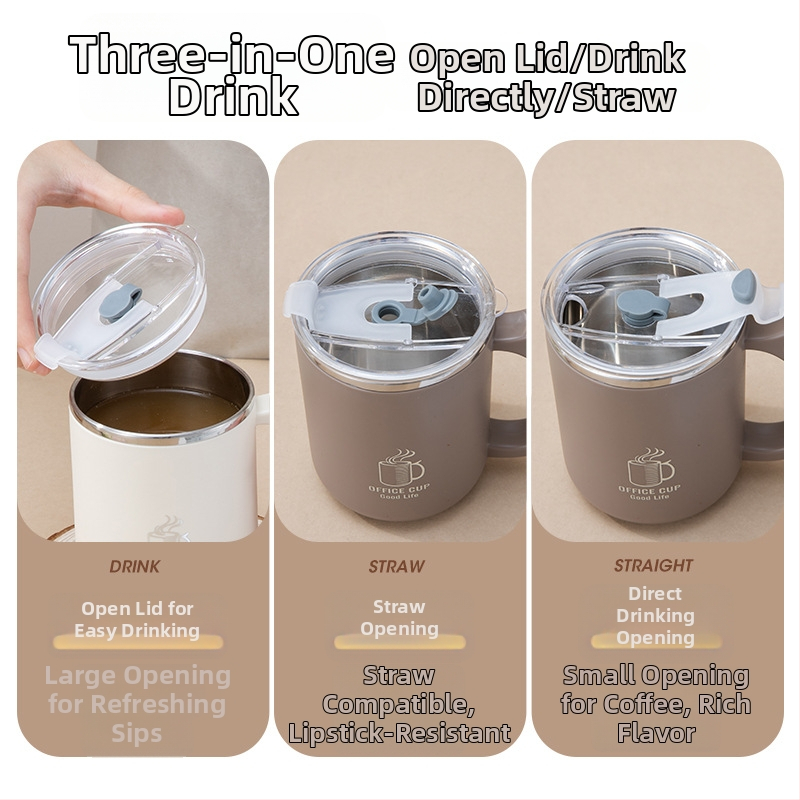 KEBI 304 nerūdijančio plieno dviejų sienų izoliacinis vandens puodelis su PP dangteliu