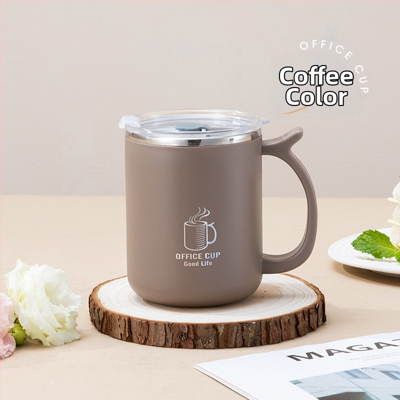 KEBI 304 nerūdijančio plieno dviejų sienų izoliacinis vandens puodelis su PP dangteliu