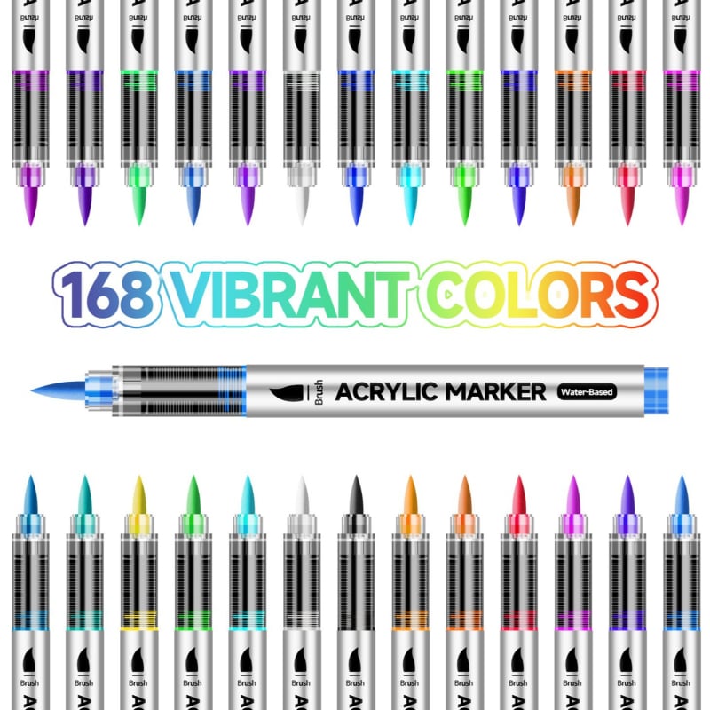 Artwalker akrilo markeris su minkštu galu akvarelėms, plunamas, skirtas vaikams ir studentams