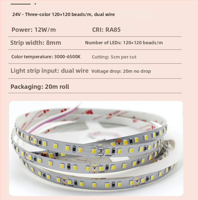 Cob smart LED pás na strop s plným spektrom, ovládaný cez Mijia aplikáciu, 24V, 12W, lúč 180°, životnosť 50 000 hodín.