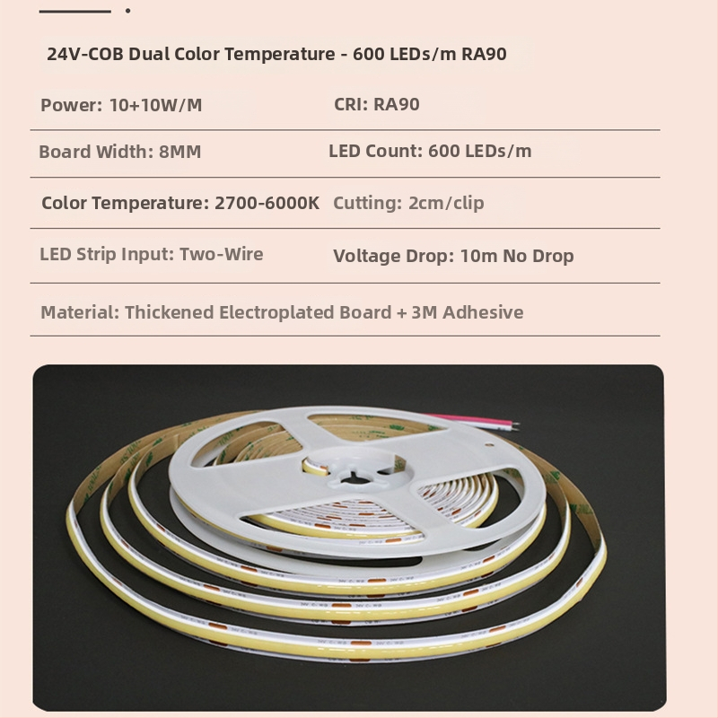 Cob smart LED pás na strop s plným spektrom, ovládaný cez Mijia aplikáciu, 24V, 12W, lúč 180°, životnosť 50 000 hodín.