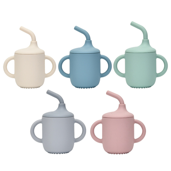 Силиконова детска чаша за пиене с капак и дръжка, отпечатано лого