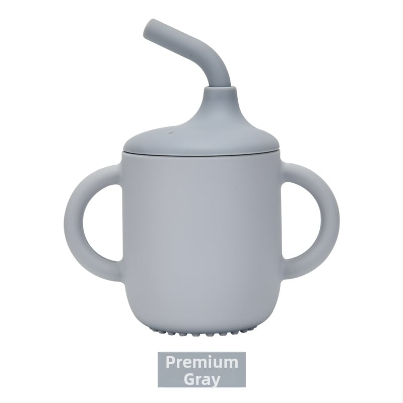 Силиконова детска чаша за пиене с капак и дръжка, отпечатано лого