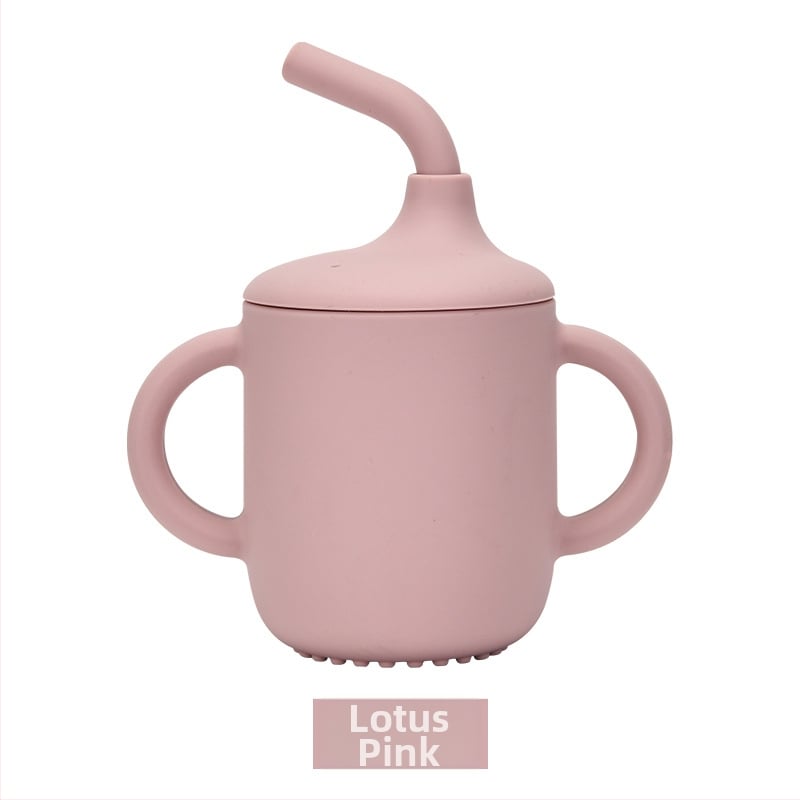 Силиконова детска чаша за пиене с капак и дръжка, отпечатано лого