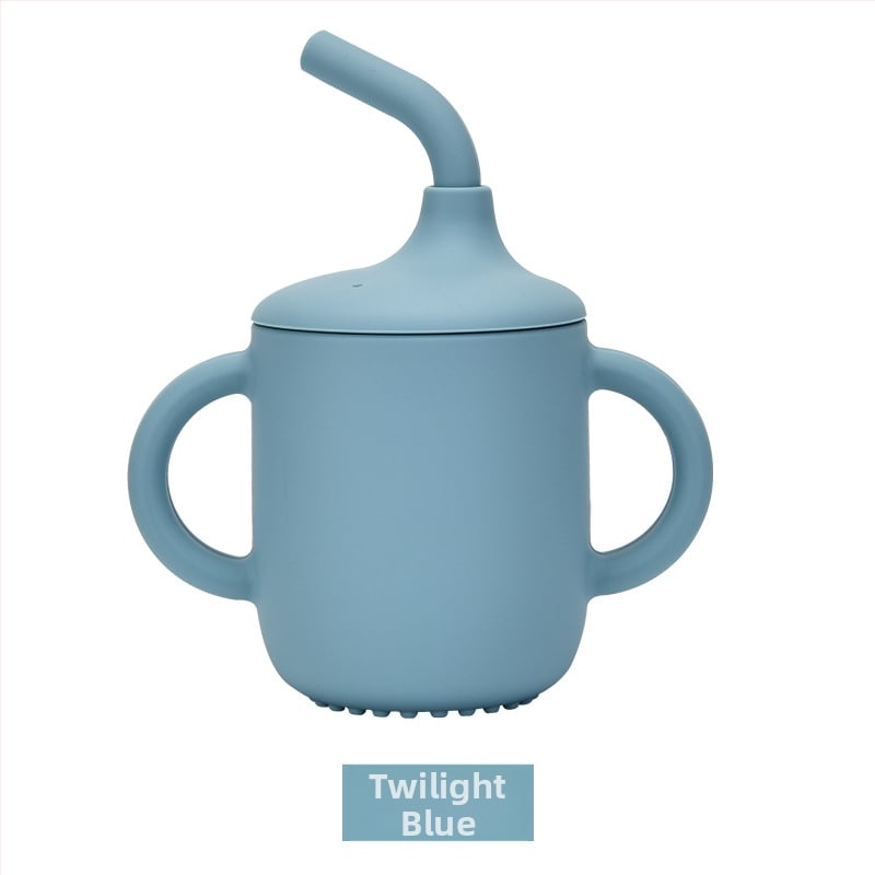 Силиконова детска чаша за пиене с капак и дръжка, отпечатано лого