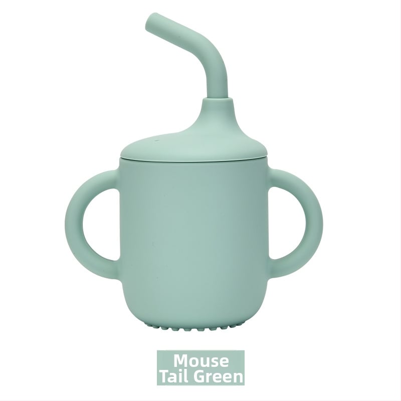 Силиконова детска чаша за пиене с капак и дръжка, отпечатано лого