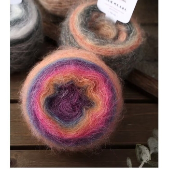 Rankų mezgimo siūlai šalikams ir apdaroms — Kaleidoscope Gradient Mohair, mišri siūlai, žiedinis verpimas, grupinis siūlas