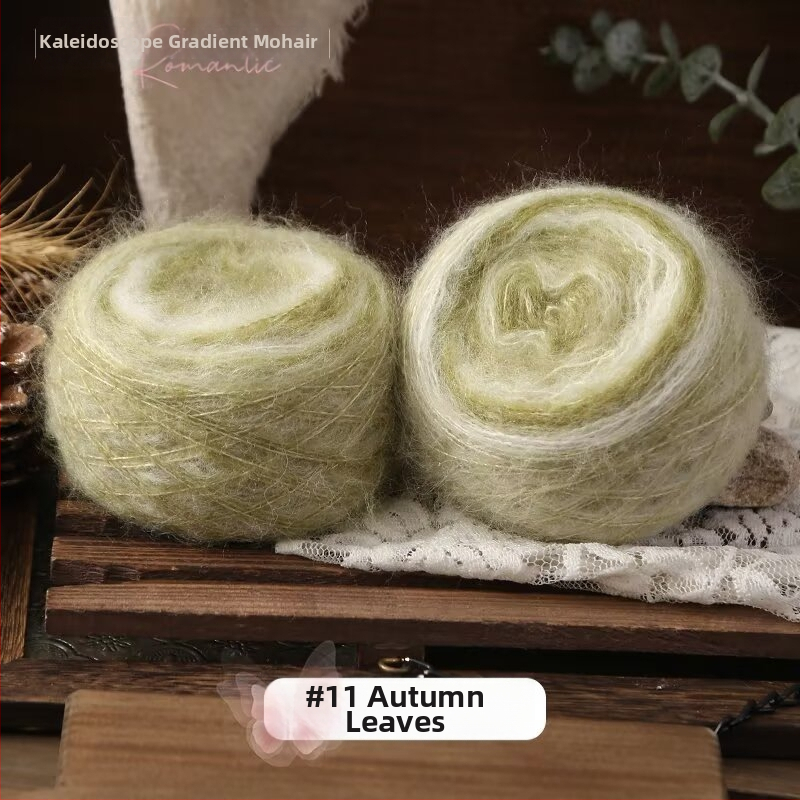 Rankų mezgimo siūlai šalikams ir apdaroms — Kaleidoscope Gradient Mohair, mišri siūlai, žiedinis verpimas, grupinis siūlas