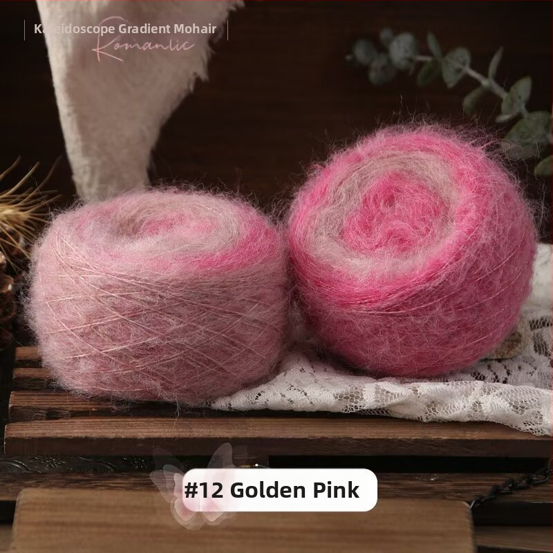 Rankų mezgimo siūlai šalikams ir apdaroms — Kaleidoscope Gradient Mohair, mišri siūlai, žiedinis verpimas, grupinis siūlas