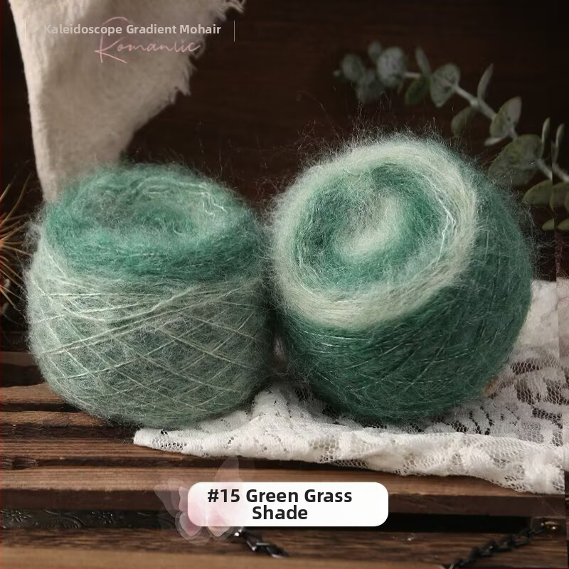 Rankų mezgimo siūlai šalikams ir apdaroms — Kaleidoscope Gradient Mohair, mišri siūlai, žiedinis verpimas, grupinis siūlas