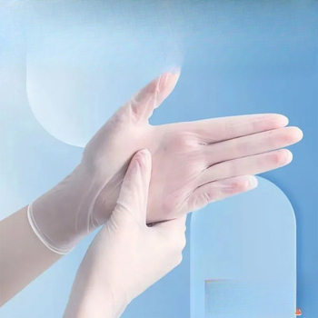 Maisto kokybės vienkartinės pirštinės, skaidrios, šilko gėlių medžiaga, raštas 69850, biologiškai skaidūs