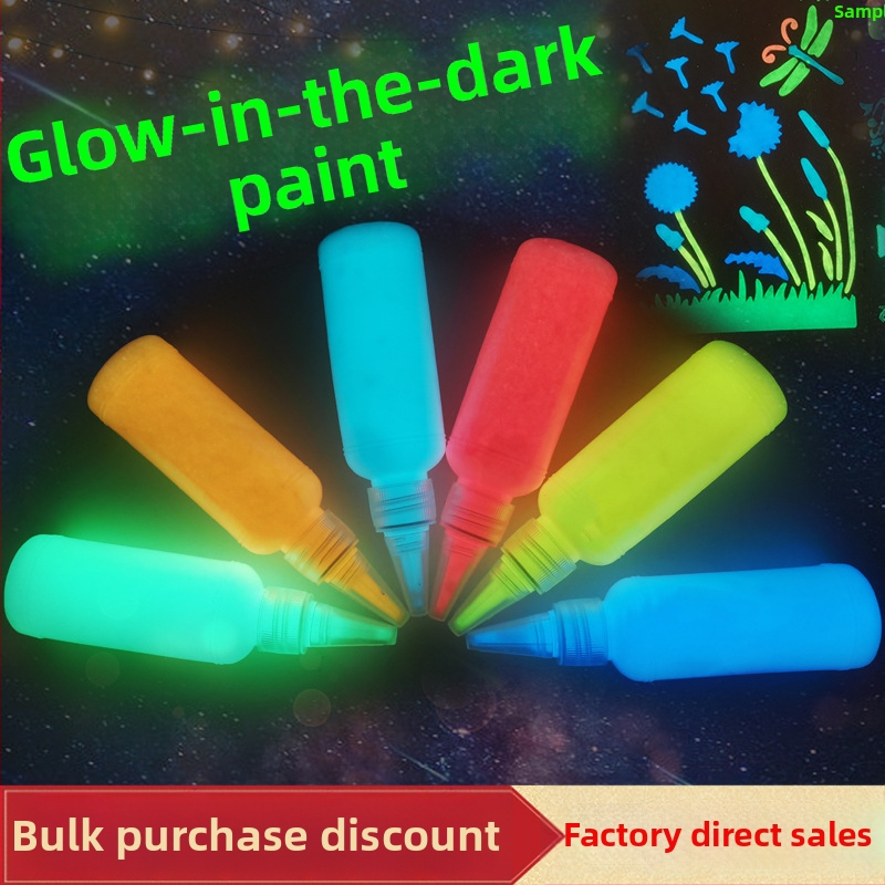 Luminozāka akrila krāsa, 60 ml, ūdens bāzes, spīd tumā, piemērota sienu un studijas gleznošanai