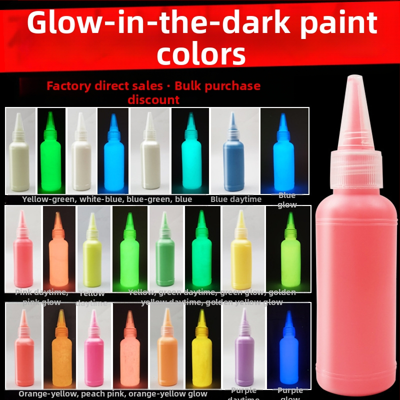 Luminozāka akrila krāsa, 60 ml, ūdens bāzes, spīd tumā, piemērota sienu un studijas gleznošanai