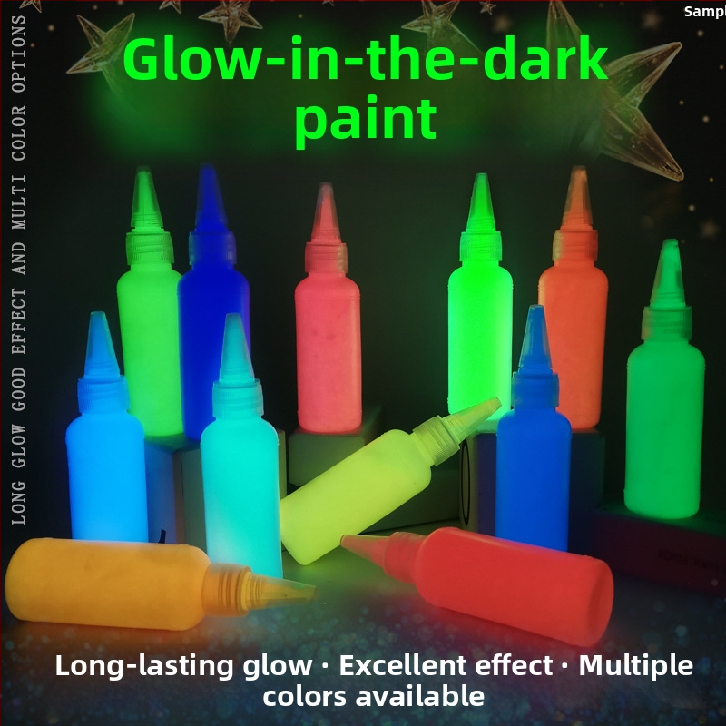 Luminozāka akrila krāsa, 60 ml, ūdens bāzes, spīd tumā, piemērota sienu un studijas gleznošanai