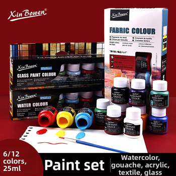 Xin Bowen tapybos pigmentų rinkinys — aliejinės, akrilinės, akvarelės ir gouache dažai; dėžutėje; talpa 25 ml; skirtas tapybai.