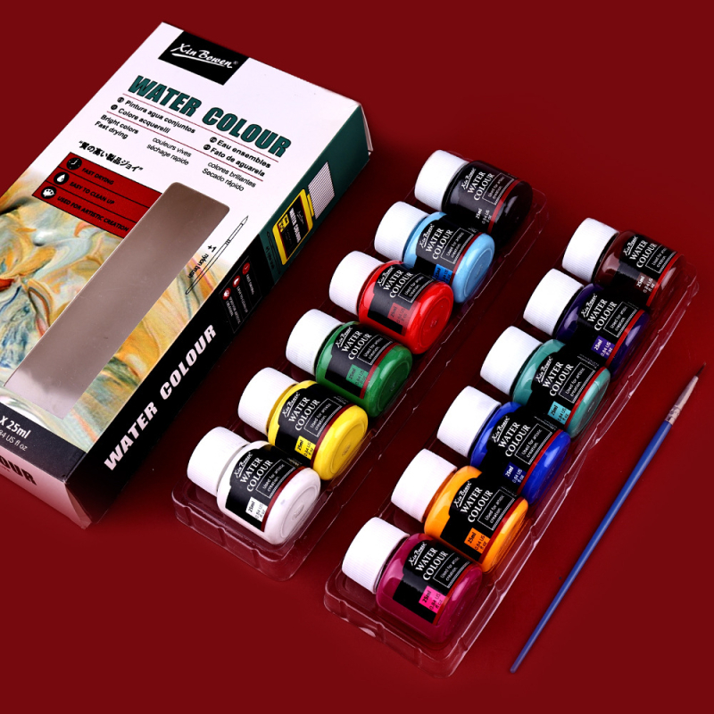 Xin Bowen tapybos pigmentų rinkinys — aliejinės, akrilinės, akvarelės ir gouache dažai; dėžutėje; talpa 25 ml; skirtas tapybai.