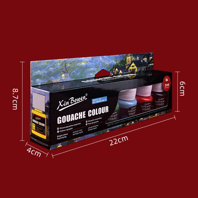 Xin Bowen tapybos pigmentų rinkinys — aliejinės, akrilinės, akvarelės ir gouache dažai; dėžutėje; talpa 25 ml; skirtas tapybai.