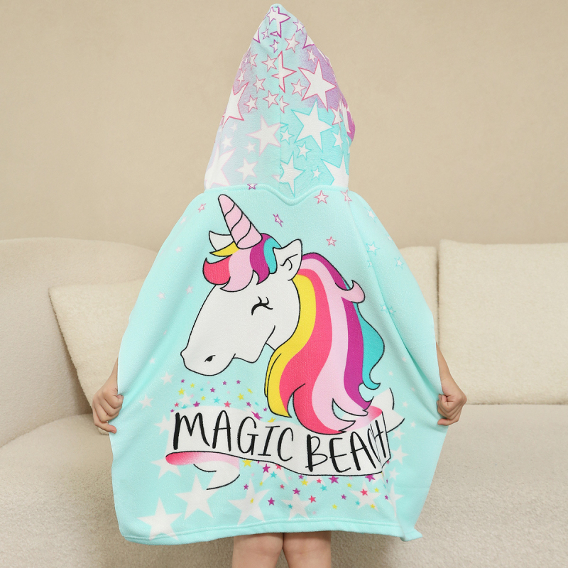 Vaikų mikropluošto pliažo rankšluostis su spauda (Medžiaga: mikropluoštas; Pluoštas: 150D; Svoris: 200–300 g; Gamyba: spauda)