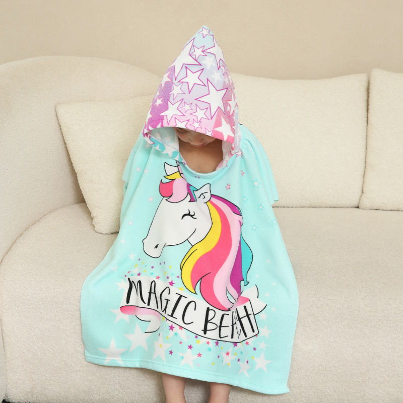 Vaikų mikropluošto pliažo rankšluostis su spauda (Medžiaga: mikropluoštas; Pluoštas: 150D; Svoris: 200–300 g; Gamyba: spauda)