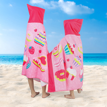 Vaikų gobtuvinis rankšluosčio chalatas iš mikropluošto – atspaudas animacija, 150D, 300–400 g, pritaikomas