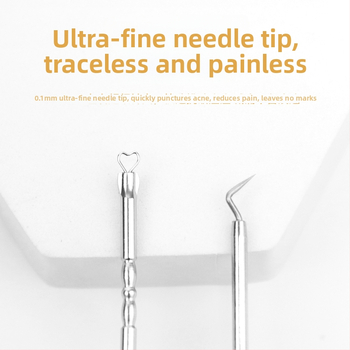 Sada 2 ihiel na akné s boxom na uloženie, z nehrdzavejúcej ocele, prenosná, viacfunkčná