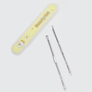 Sada 2 ihiel na akné s boxom na uloženie, z nehrdzavejúcej ocele, prenosná, viacfunkčná