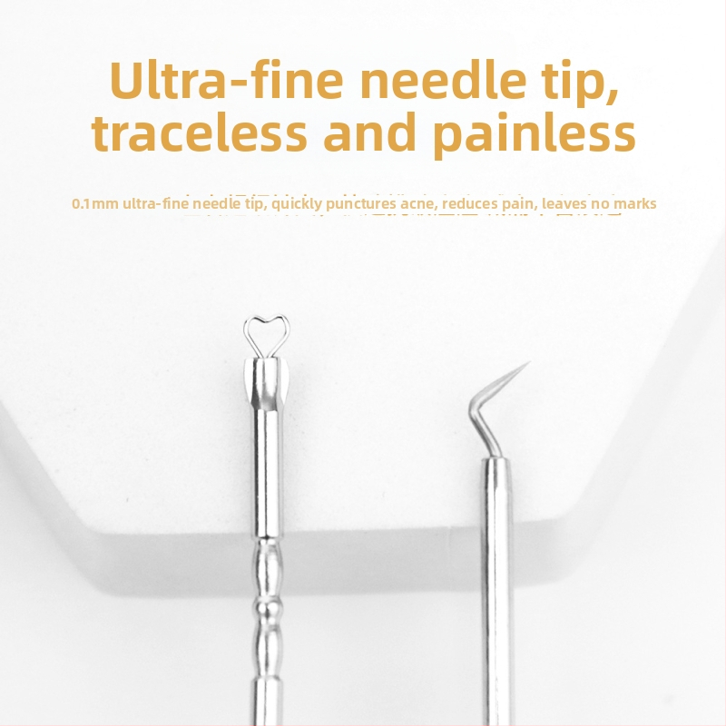 Sada 2 ihiel na akné s boxom na uloženie, z nehrdzavejúcej ocele, prenosná, viacfunkčná