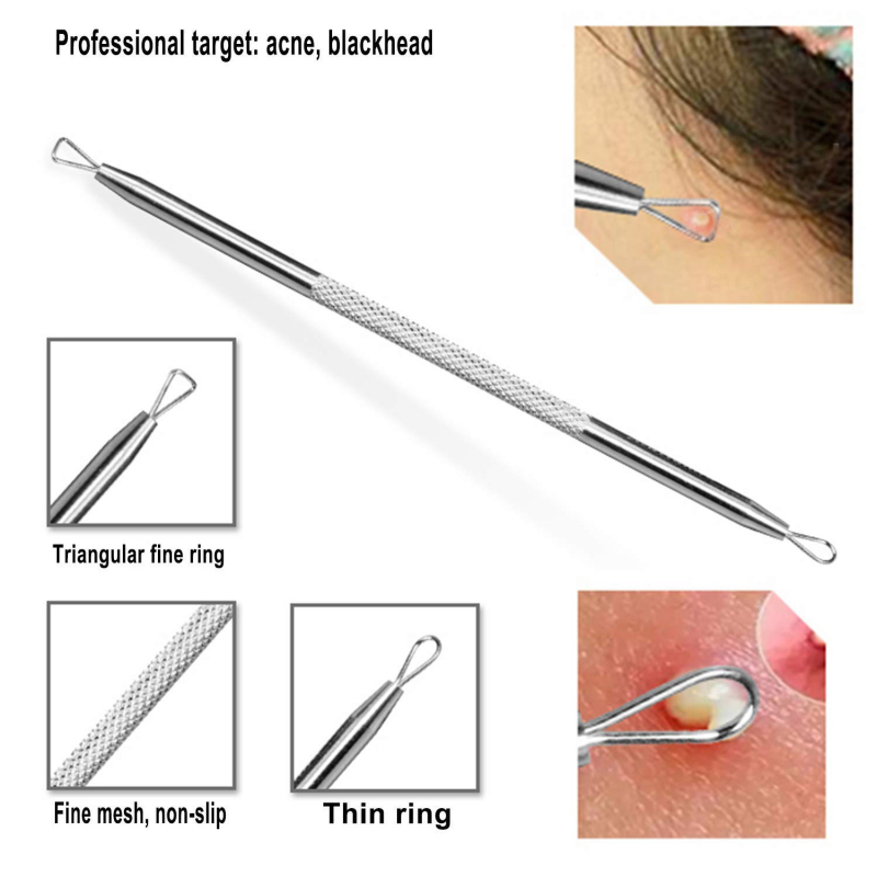 Комплект игли за акне от неръждаема стомана със пинсети за черни точки