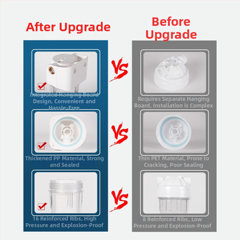 Priekinė montuojama filtravimo buteliukas su 4 jungtimis, PP vata, aktyvuota anglis ir ultrafiltracijos membrana, vario jungtis