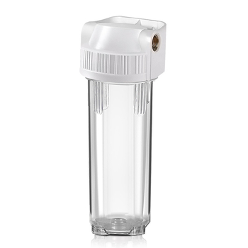 Priekinė montuojama filtravimo buteliukas su 4 jungtimis, PP vata, aktyvuota anglis ir ultrafiltracijos membrana, vario jungtis