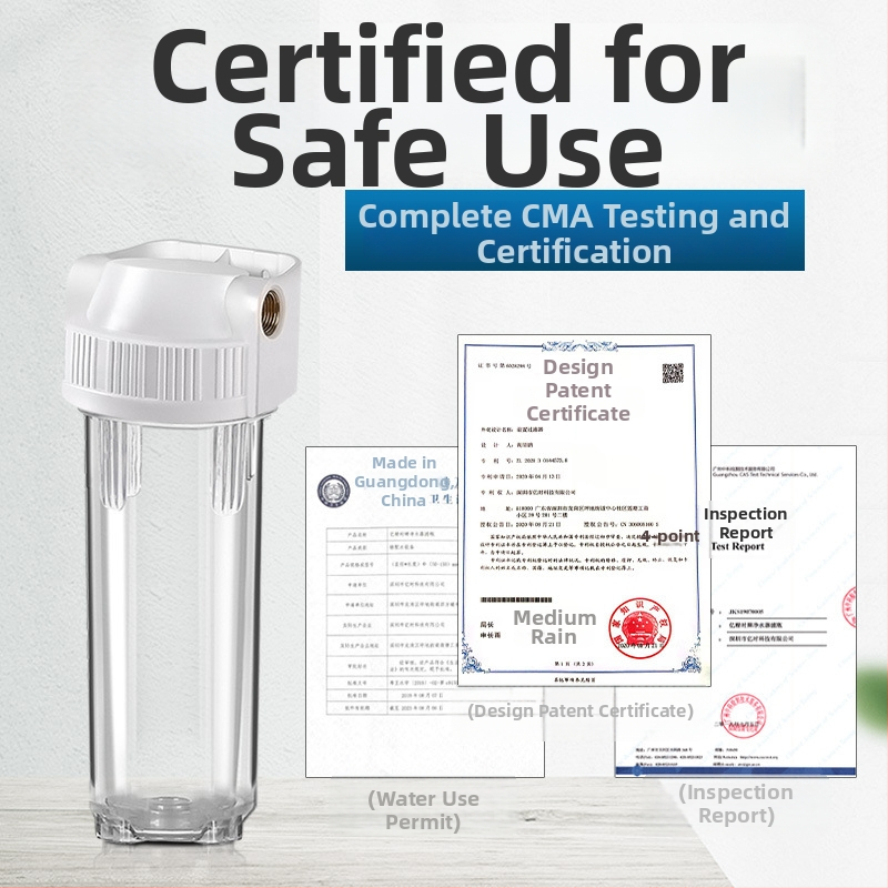 Priekinė montuojama filtravimo buteliukas su 4 jungtimis, PP vata, aktyvuota anglis ir ultrafiltracijos membrana, vario jungtis