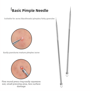 Akne adatu komplekts pūtīšu izspišanai – Sejas attīrīšanas instruments iesācējiem, nerūsējošais tērauds