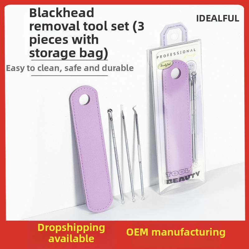 Akne adatu komplekts pūtīšu izspišanai – Sejas attīrīšanas instruments iesācējiem, nerūsējošais tērauds