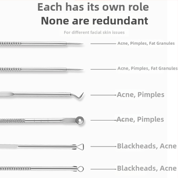 Sandi Yipin sada nástrojov na akné, 4 diely, dvojhlavý, z nerezovej ocele, na vytláčanie pupienkov a čiernych bodiek, s úschovnou krabičkou