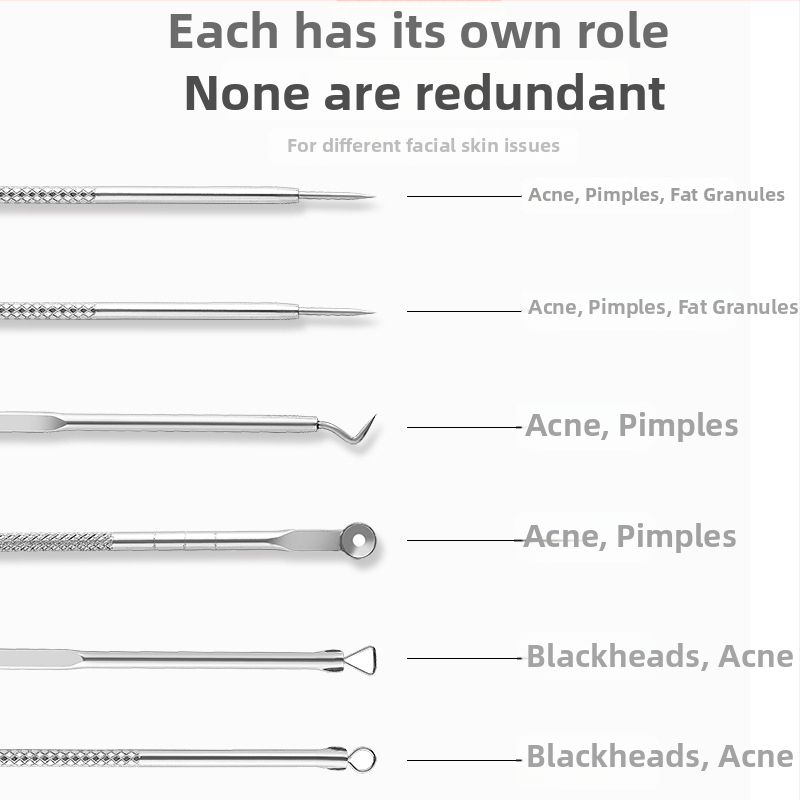 Sandi Yipin sada nástrojov na akné, 4 diely, dvojhlavý, z nerezovej ocele, na vytláčanie pupienkov a čiernych bodiek, s úschovnou krabičkou