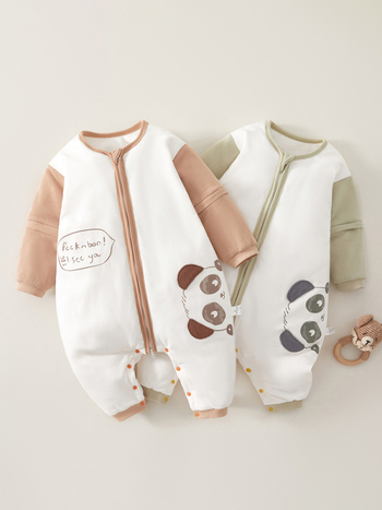 Miegmaišis kūdikiams ir vaikams — storas medvilnės audinys, vidinė danga iš gryno medvilnės (95%+), užpildas: cheminiai pluoštai, piešinys: karikatūrų motyvas