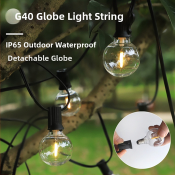 G40 LED girlianda, saulės energija, IP65, nuotolinis arba mygtukų valdymas