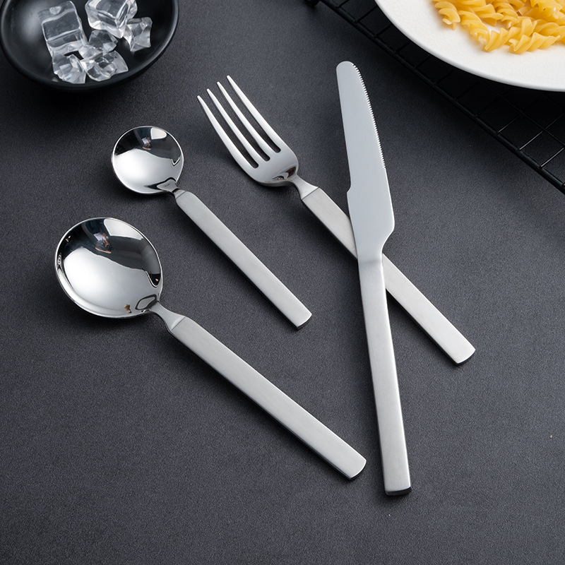 Комплект ножове, вилица и лъжица - 304 неръждаема стомана - огледално полиране - модерен минималистичен стил - за възрастни
