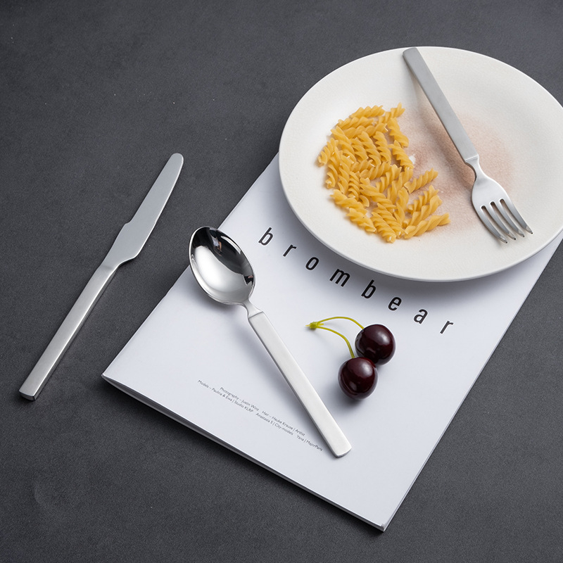 Комплект ножове, вилица и лъжица - 304 неръждаема стомана - огледално полиране - модерен минималистичен стил - за възрастни