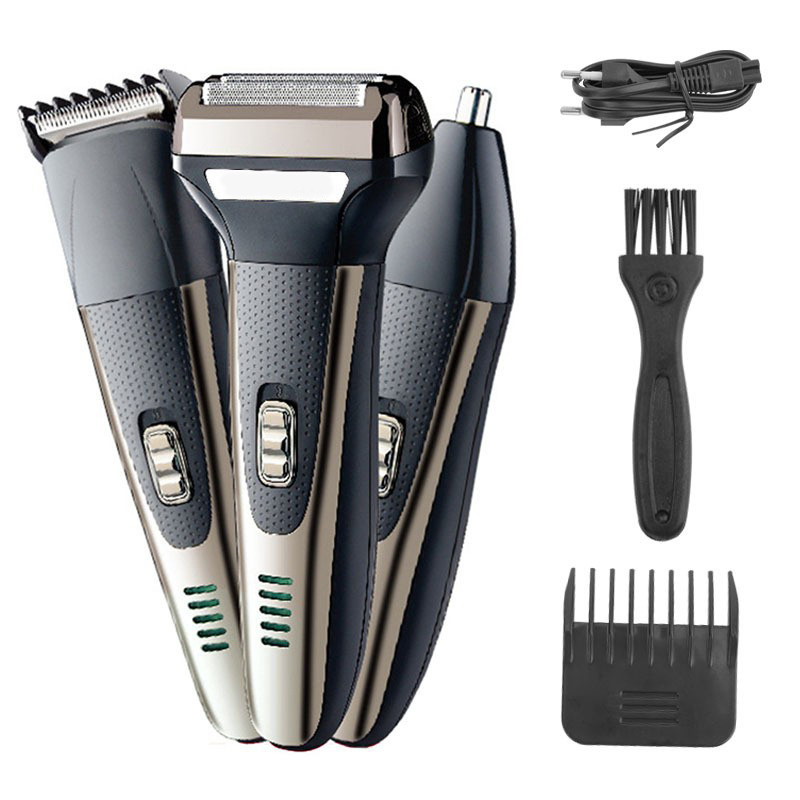 Електрическа бръсначка за тяло с подвижен, измиващ се глава; 2-ножов реципрочен нож; IPX7 водоустойчива; вградена батерия 500–800 mAh; мощност 5 W; време за работа 30–45 мин.