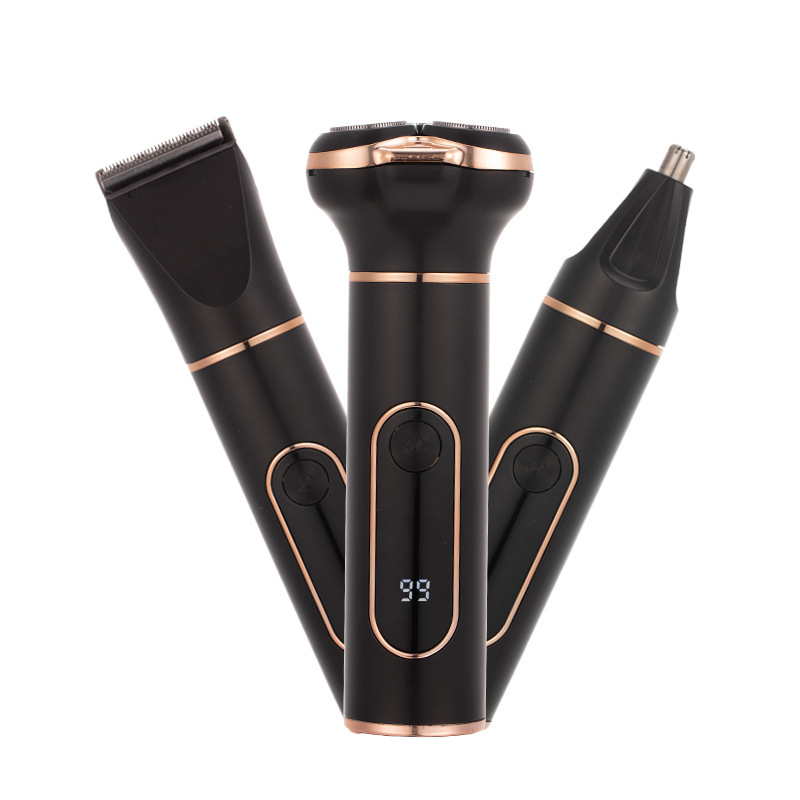 Електрическа бръсначка за тяло с подвижен, измиващ се глава; 2-ножов реципрочен нож; IPX7 водоустойчива; вградена батерия 500–800 mAh; мощност 5 W; време за работа 30–45 мин.