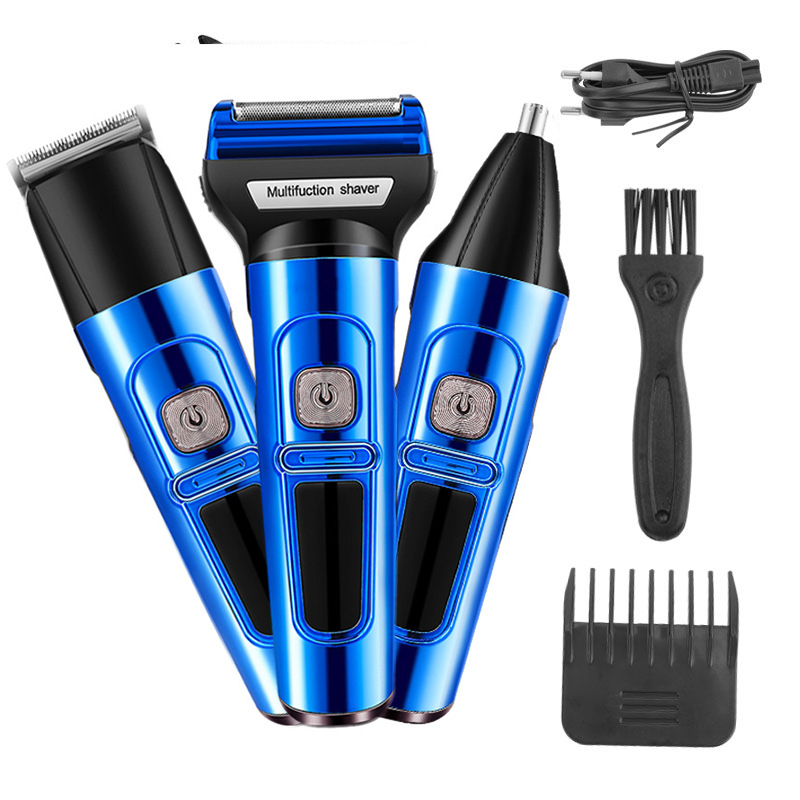 Електрическа бръсначка за тяло с подвижен, измиващ се глава; 2-ножов реципрочен нож; IPX7 водоустойчива; вградена батерия 500–800 mAh; мощност 5 W; време за работа 30–45 мин.